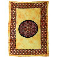 Handmade Orange Flower of Life Bedspread  Wall Hanging for Bedroom - Orange