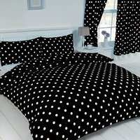 Polka Dot Black White Duvet Cover Set - Black / King