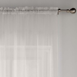 Pair of Slot Top Sheer Plain Woven Voile Curtain Panels - Cream / 122cm - thumbnail 5