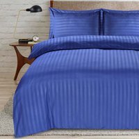 satin stripe single navy duvet - Navy