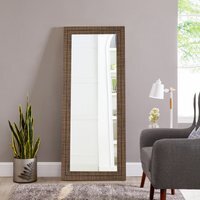 Nyla Wood Effect Striped Mirror - Brown - image 1