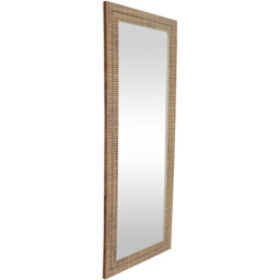 Nyla Wood Effect Striped Mirror - Brown - thumbnail 3
