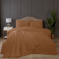 Chunky Ribbed Plush Duvet Cover Set with Pillowcase - Burnt Orange / King - image 1