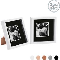 "3D Box Photo Frame - 8x8"" with 4x4"" Mount - Pack of 2 - White/Black" - image 1