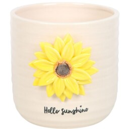 Ceramic Indoor 3D Sunflower Plant Pot - White/Yellow - thumbnail 2