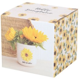 Ceramic Indoor 3D Sunflower Plant Pot - White/Yellow - thumbnail 5