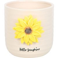 Ceramic Indoor 3D Sunflower Plant Pot - White/Yellow - thumbnail 1