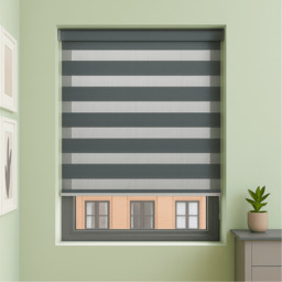 Day  Night Zebra Roller Blind (165cm drop) - Grey / 55cm - thumbnail 2