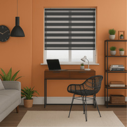 Day  Night Zebra Roller Blind (165cm drop) - Grey / 55cm - thumbnail 4