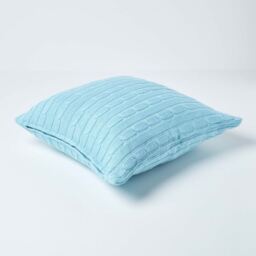 Cotton Cable Knit Cushion Cover - Pastel Blue - thumbnail 3