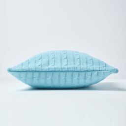 Cotton Cable Knit Cushion Cover - Pastel Blue - thumbnail 2