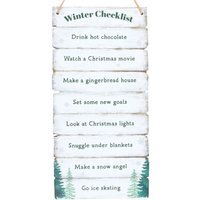 Winter Wonderland Checklist Hanging Sign - Festive Winter Decor  Gift - White