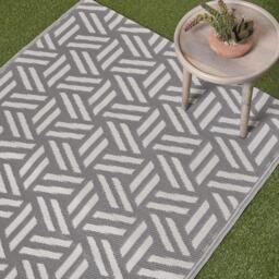 Homescapes Outdoor Rug Luxury Waterproof Reversible, Grey Luna Geometric - Grey / 180cm - thumbnail 5