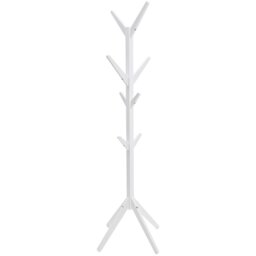 Hampton White Wooden Freestanding Hat and Coat Stand Rack Tree with 8 Hooks - White - thumbnail 2