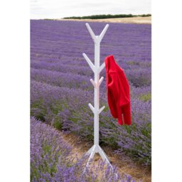Hampton White Wooden Freestanding Hat and Coat Stand Rack Tree with 8 Hooks - White - thumbnail 3