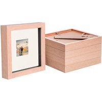 "6"" x 6"" 3D Box Photo Frames - 2"" x 2"" Mount - Pack of 5 - Light Brown/Ivory"