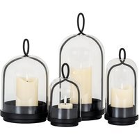 Nyx Medium Candle Holder with Glass Cloche Elegant Home Decor - Black