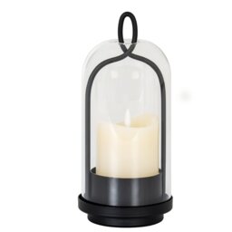 Nyx Medium Candle Holder with Glass Cloche Elegant Home Decor - Black - thumbnail 3