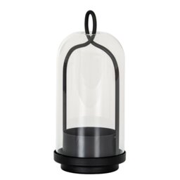 Nyx Medium Candle Holder with Glass Cloche Elegant Home Decor - Black - thumbnail 2