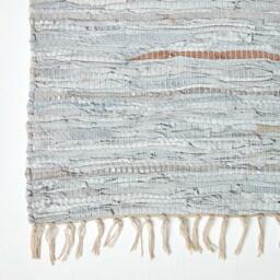 Homescapes Leather Glitter Rug - Silver/Natural / 200cm - thumbnail 3