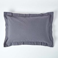 Homescapes Linen Kingsize Pillowcase, Oxford Style - Dark Grey
