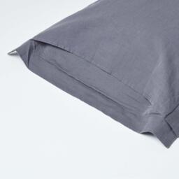 Homescapes Linen Kingsize Pillowcase, Oxford Style - Dark Grey - thumbnail 3