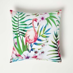 Pink Flamingo Outdoor Cushion 45 x 45 cm, Set of 2 - Pink & Green - thumbnail 2