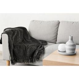 Darcy Tassel Blanket Throw - Charcoal / 130x150cm - thumbnail 4