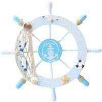 Wooden Ship Wheel Nautical Wall Hanging Decoration - Fish / Fish