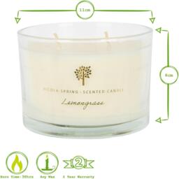 Soy Wax Scented Candle  Reed Diffuser Set - 350g - Lemongrass - Cream - thumbnail 3