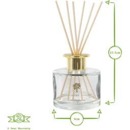 Soy Wax Scented Candle  Reed Diffuser Set - 350g - Lemongrass - Cream - thumbnail 4