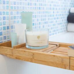 Soy Wax Scented Candle  Reed Diffuser Set - 350g - Lemongrass - Cream - thumbnail 5