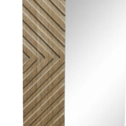 Geometric Carved Wooden Lean To Mirror - Brown - thumbnail 2