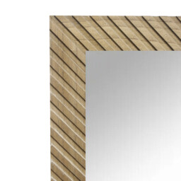 Geometric Carved Wooden Lean To Mirror - Brown - thumbnail 5