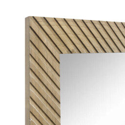 Geometric Carved Wooden Lean To Mirror - Brown - thumbnail 4