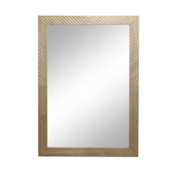 Geometric Carved Wooden Lean To Mirror - Brown - thumbnail 3