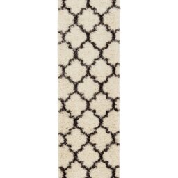 Super Soft Scandi Trellis Shaggy Area Rug - Cream / 230 x 60cm - thumbnail 3
