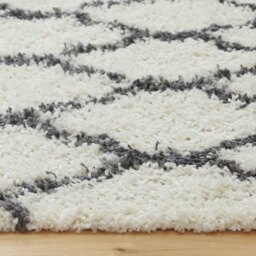 Super Soft Scandi Trellis Shaggy Area Rug - Cream / 230 x 60cm - thumbnail 2