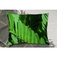 Natural Dark Green Leaves, Long Slender Green Leaves Cushion - Green - image 1
