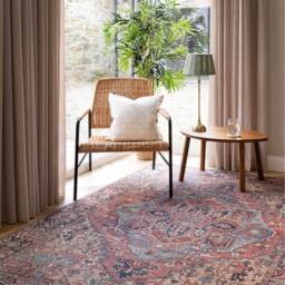 Distressed Persian Style Non Slip Washable Area Rug - Red / 170 x 120cm - thumbnail 2