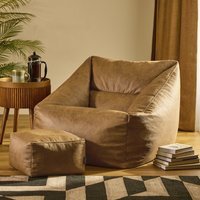 icon Natalia Armchair & Amara Footstool Bundle, Faux Leather Tan - Tan