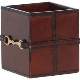 Premium Leather Pen Holder with Elegant Metal Buckle - Chestnut - thumbnail 2