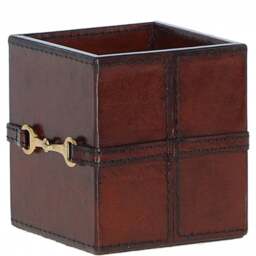 Premium Leather Pen Holder with Elegant Metal Buckle - Chestnut - thumbnail 5