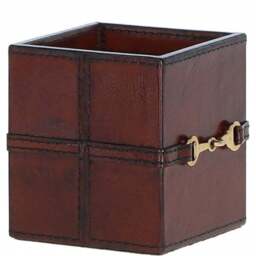 Premium Leather Pen Holder with Elegant Metal Buckle - Chestnut - thumbnail 3