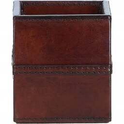 Premium Leather Pen Holder with Elegant Metal Buckle - Chestnut - thumbnail 4