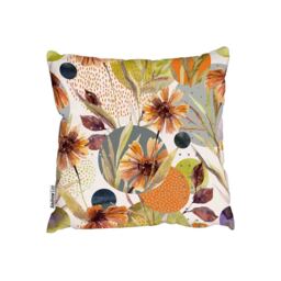 Autumn Flowers And Leaves Outdoor Cushion - Orange / 60cm - thumbnail 2