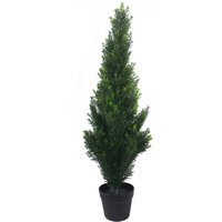 Artificial Bushy Cedar Cone Cypress Conifer Topiary Tree - UV Cedar / 25cm