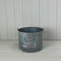 Grey Charming Metal Bucket with Over Handle - Grey