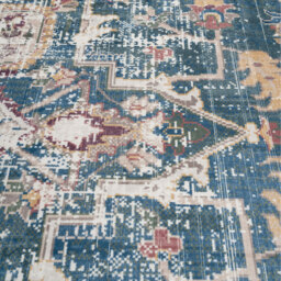 Blue Distressed Washable Rug - Navy Red Orange / 50cm x 80cm (Extra Small) - thumbnail 3