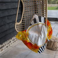 Orange  Red Autumn Leaves On Black Stripes Blanket - Orange - image 1